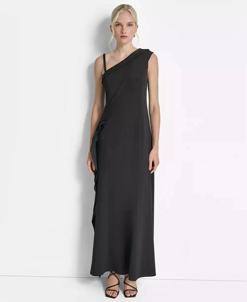 DKNY Women's One-Shoulder Side-Slit Ruffle Gown 1