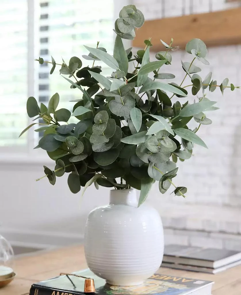 NEARLY NATURAL 24" Artificial Eucalyptus Leaves Arrangement with Ceramic Planter 2