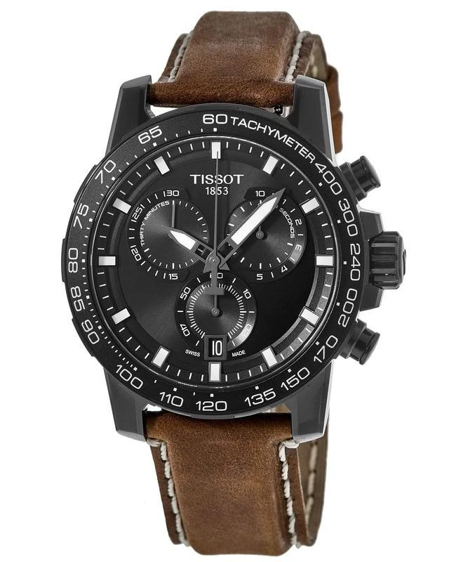 Tissot Tissot Supersport Chrono Black Dial Leather Strap Men's Watch T125.617.36.051.01 1