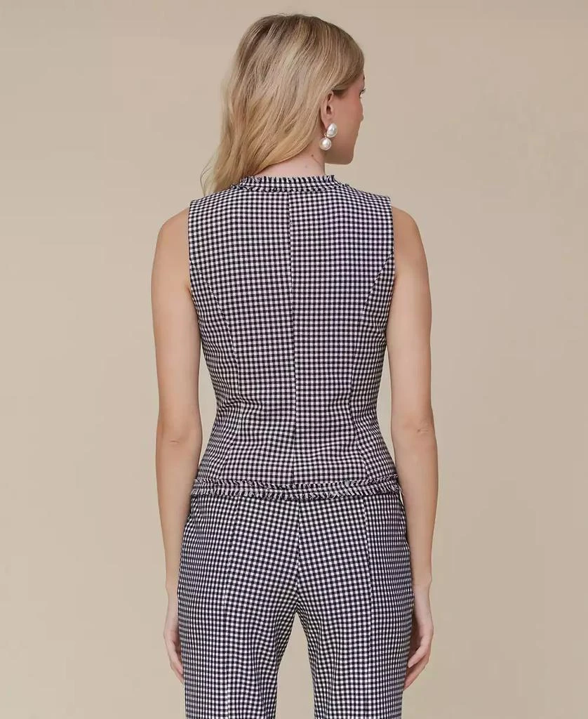 Avec Les Filles Women's Checked Fringed Cutaway Vest 2