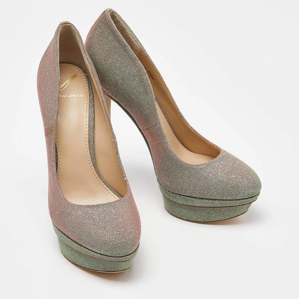 Brian Atwood Brian Atwood Holographic Lurex Fabric Platform Pumps Size 37.5 4