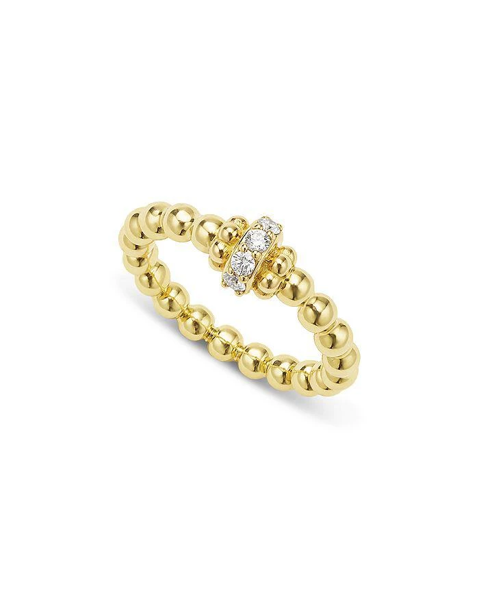 LAGOS 18K Yellow Gold Caviar Gold Diamond Rondelle Bead Stacking Ring
