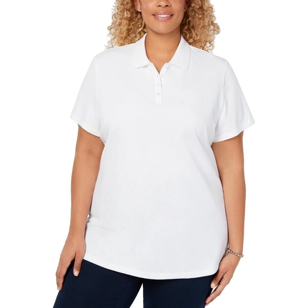 Karen Scott Plus Womens Collar Short Sleeves Polo Top 1