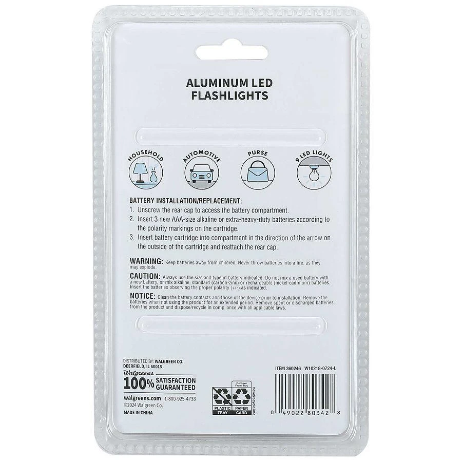 Walgreens LED Aluminum Flashlights Assorted 2