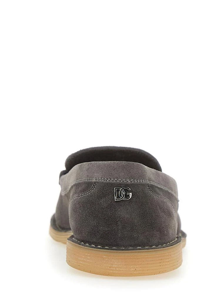 Dolce & Gabbana 'New Florio Ideal' Grey Loafers With Dg Detail In Suede Man 5