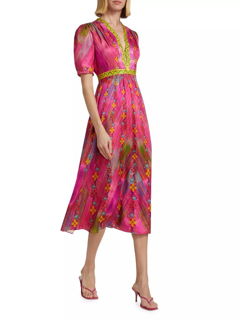 Saloni Tabitha Printed Silk Midi-Dress 2
