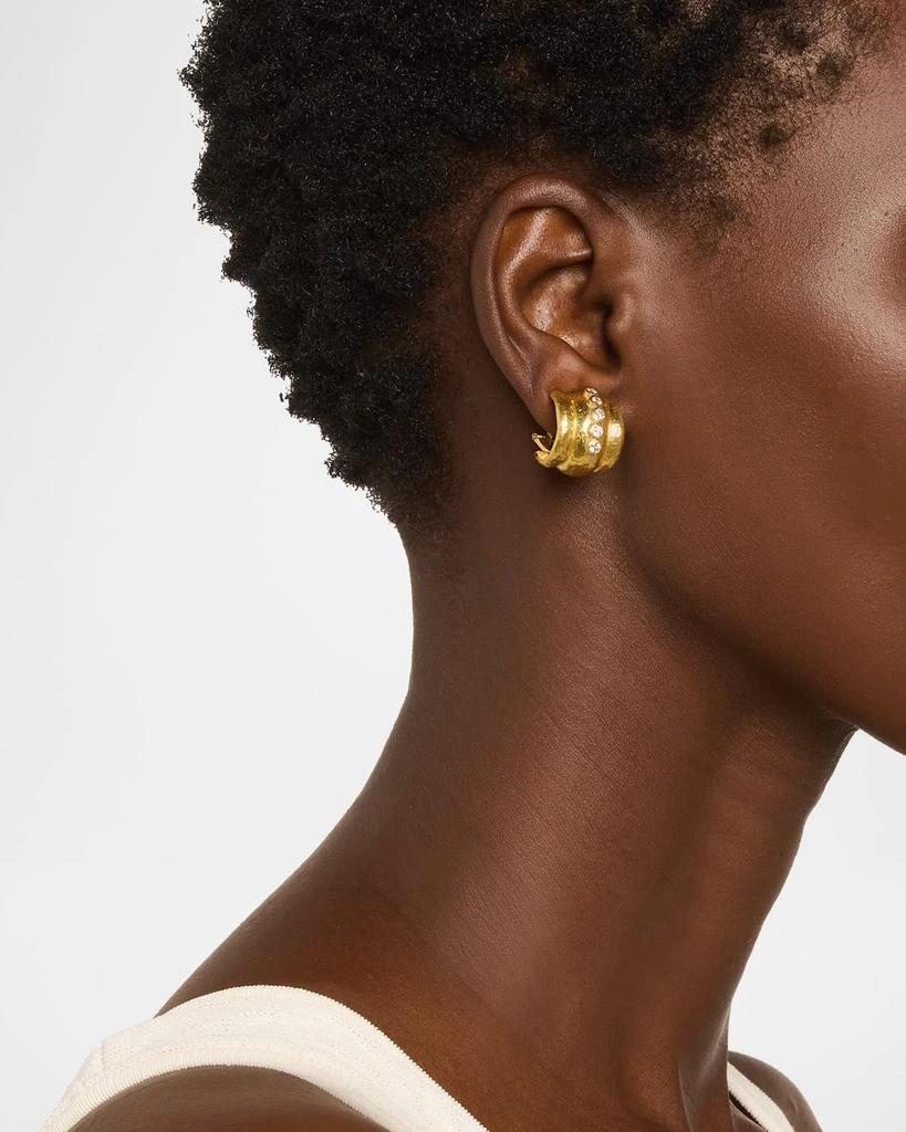 Elizabeth Locke 19K Amalfi Diamond Gold Huggie Earrings 2