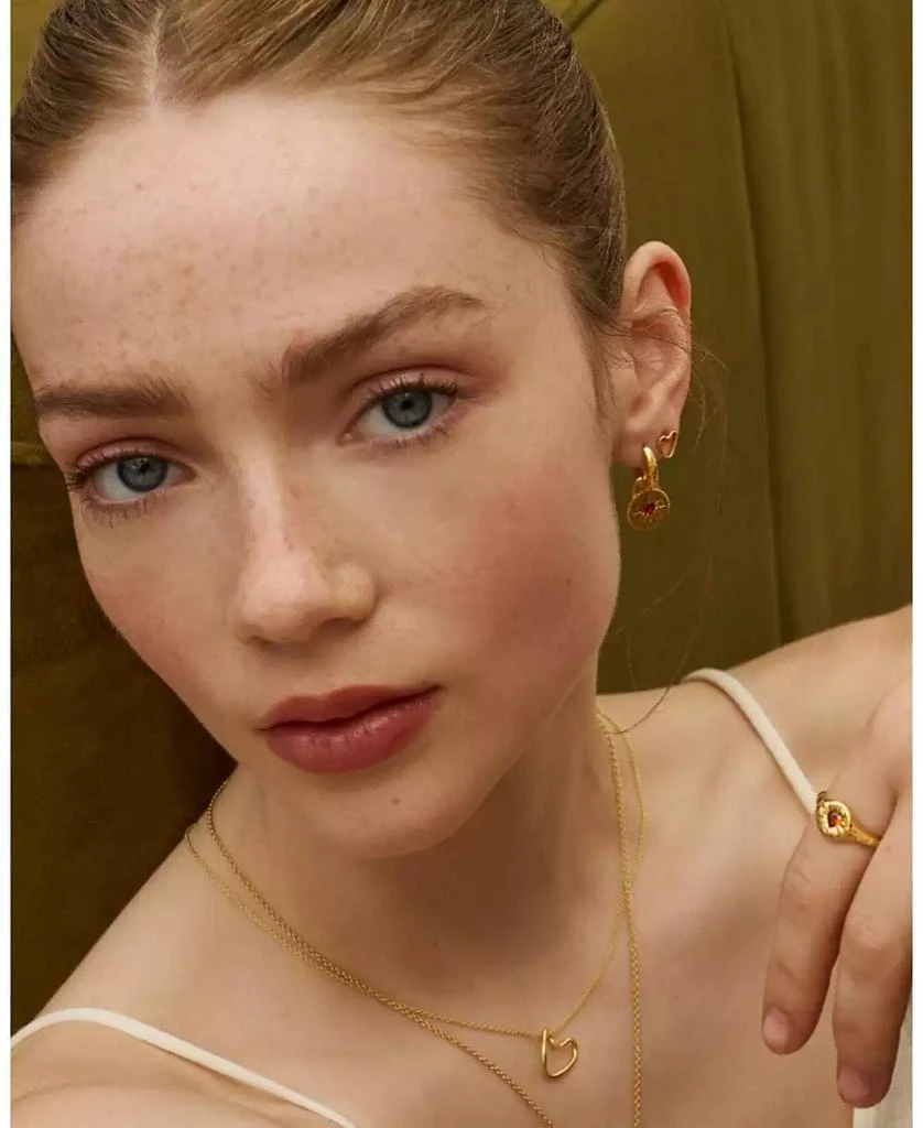 Ottoman Hands Garnet Heart Huggie Earrings 3