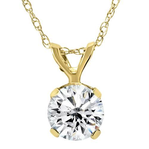 Pompeii3 Yellow Gold 1/4ct Round Solitaire Real Diamond Pendant