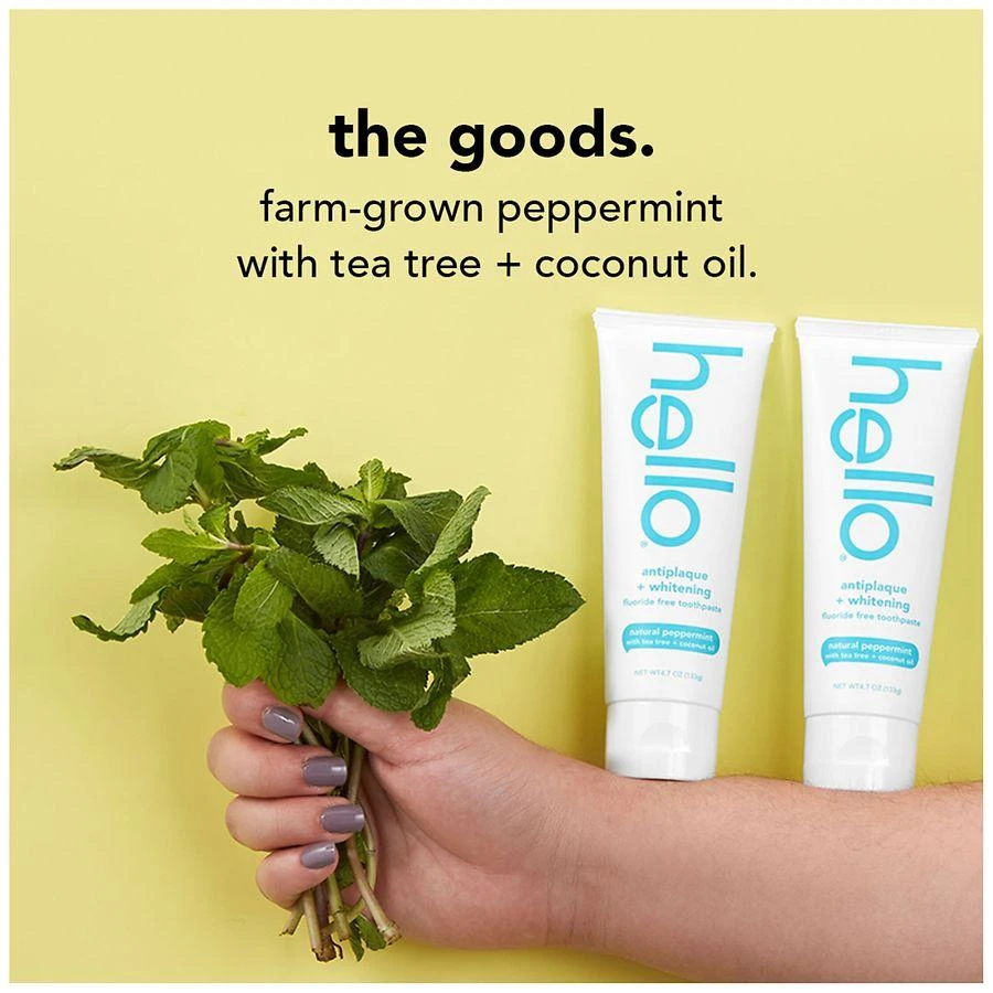 Hello Fluoride Free Toothpaste, Antiplaque + Whitening Tea Tree 5
