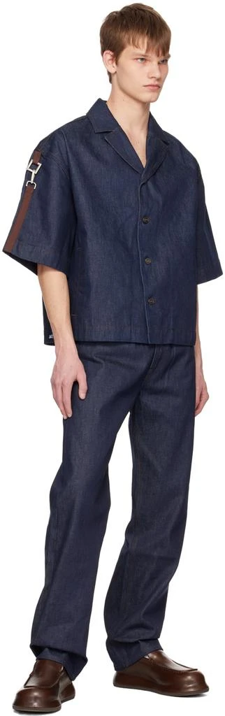 Jacquemus Navy Le Raphia 'La chemise de Nîmes Cuerd' Denim Shirt 4