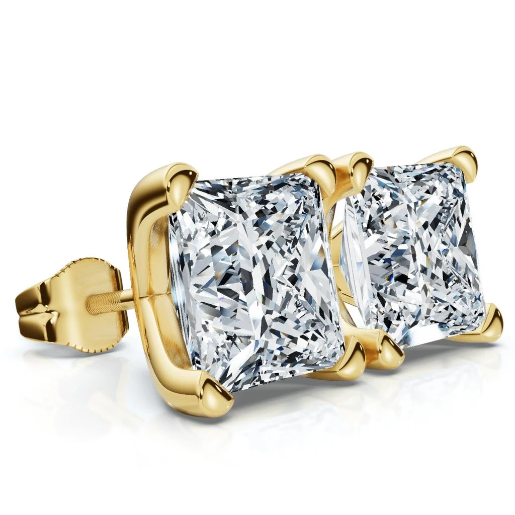 Pompeii3 Certified 4Ct Princess Cut Martini Studs 14k Gold Lab Grown 5