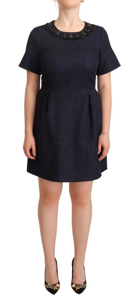 L'AUTRE CHOSE L'Autre Chose Black Embellished Short Sleeves Mini A-line Dress