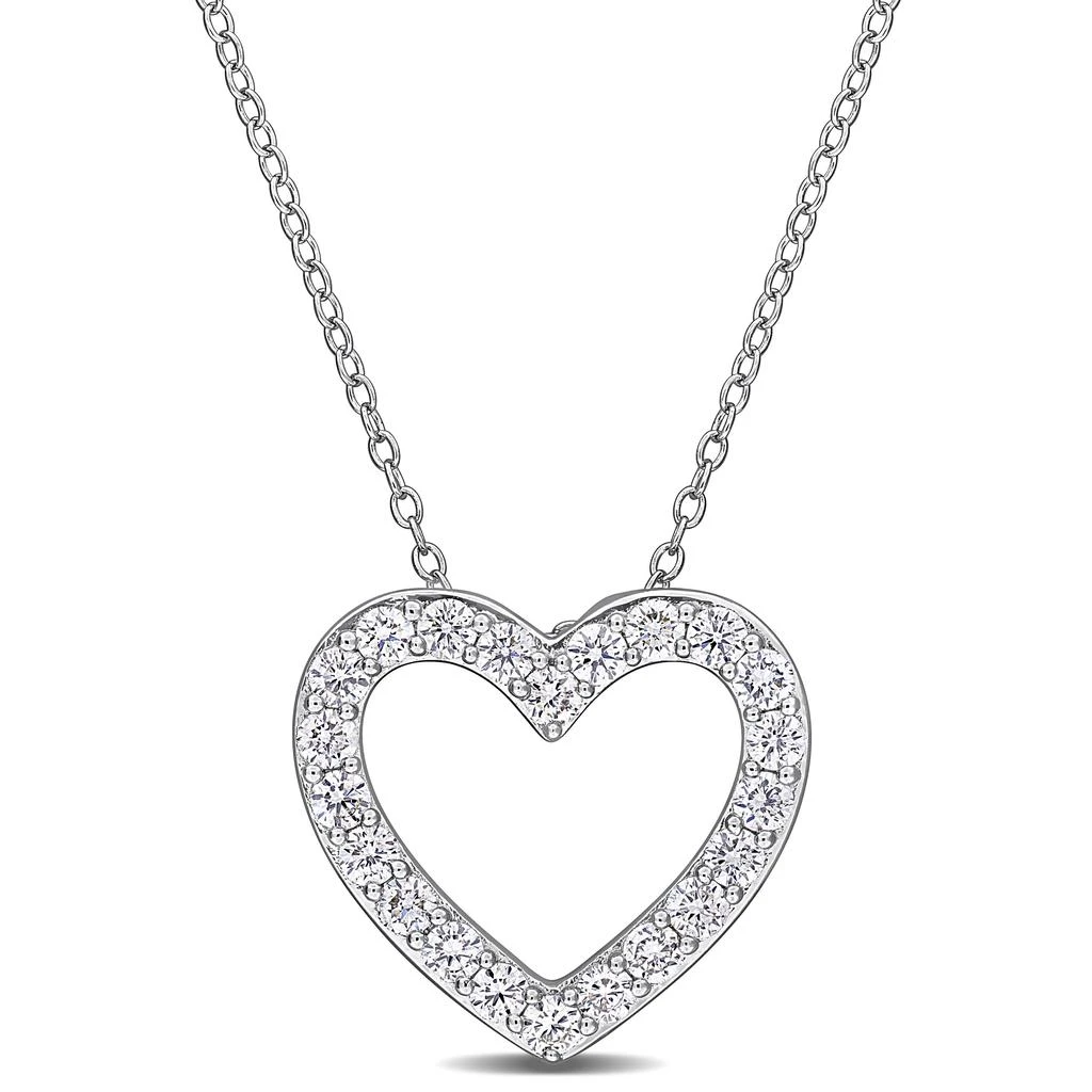 Mimi 
Max Created Forever 1ct or 1/2ct TDW Lab-Grown Diamond Open Heart Necklace Sterling Silver