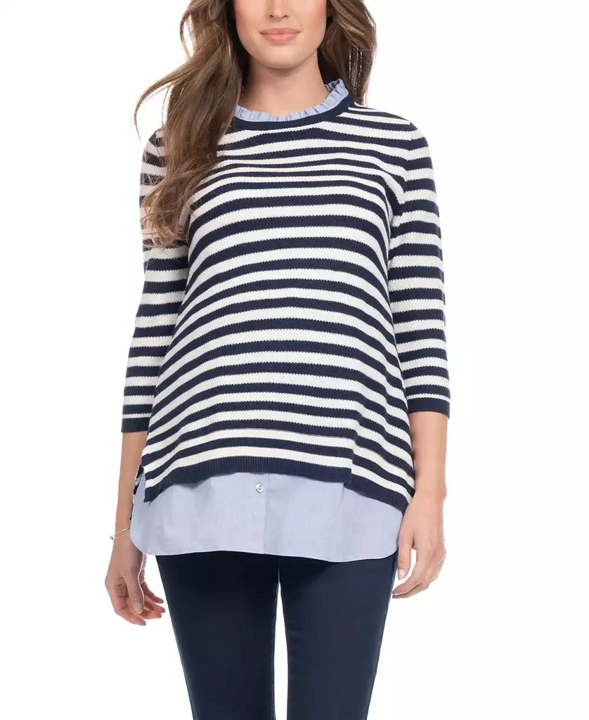 Seraphine Women's Cotton Maternity Nursing Sweater with Detachable Collar 6