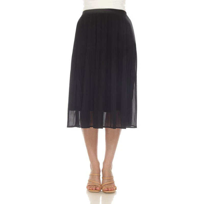 White Mark Women's Chiffon Pleated Midi Skirt 1