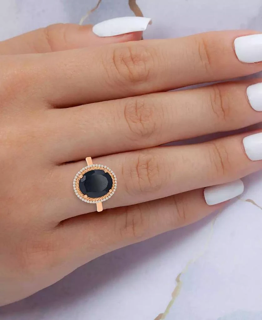 Macy
s Created Sapphire (0.22 ct. t.w.) and Onyx Textured Halo Ring n 14k Rose Gold Over Sterling Silver 4
