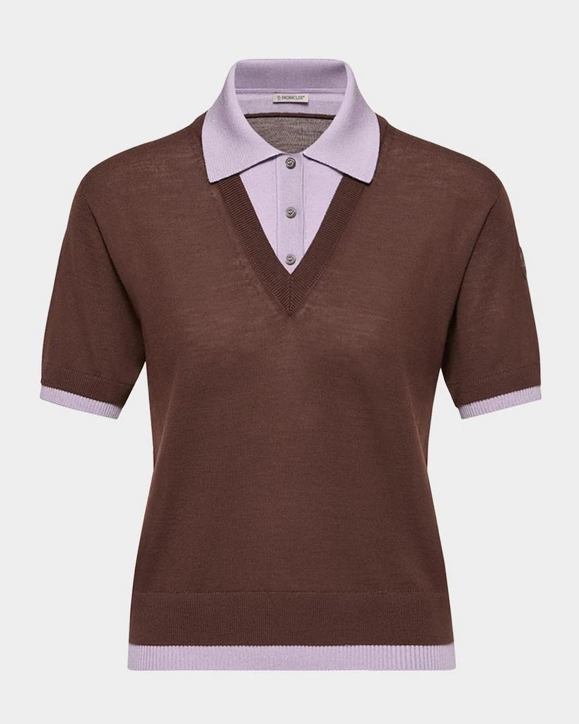 Moncler Short-Sleeve Layered Polo Sweater