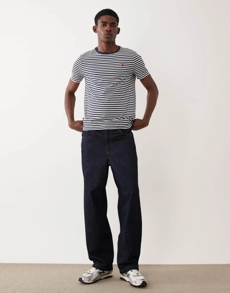 Ralph Lauren Polo Ralph Lauren icon logo stripe pima cotton t-shirt custom fit in navy 2