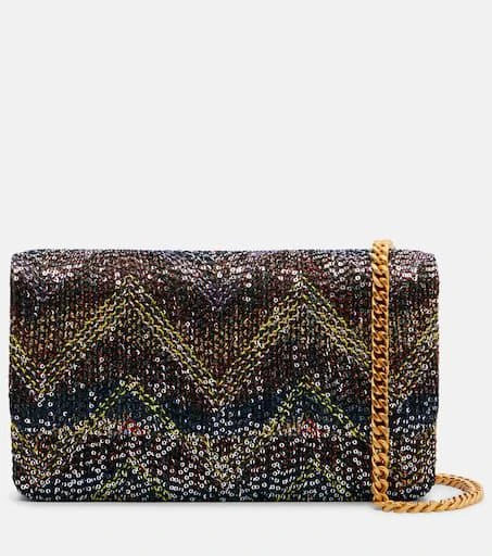 Missoni Caperdoni Small leather-trimmed sequined crossbody bag