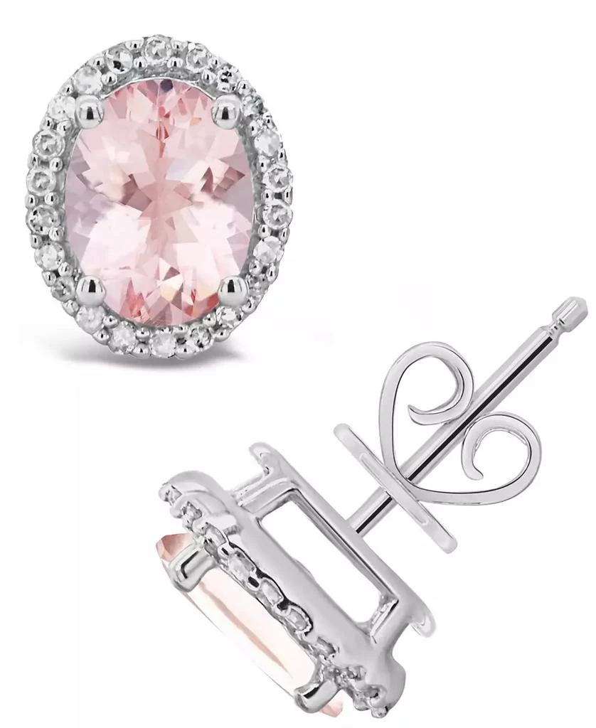Morganite (2-1/10 ct. t.w.) and Diamond (1/5 ct. t.w.) Stud Earrings in Sterling Silver