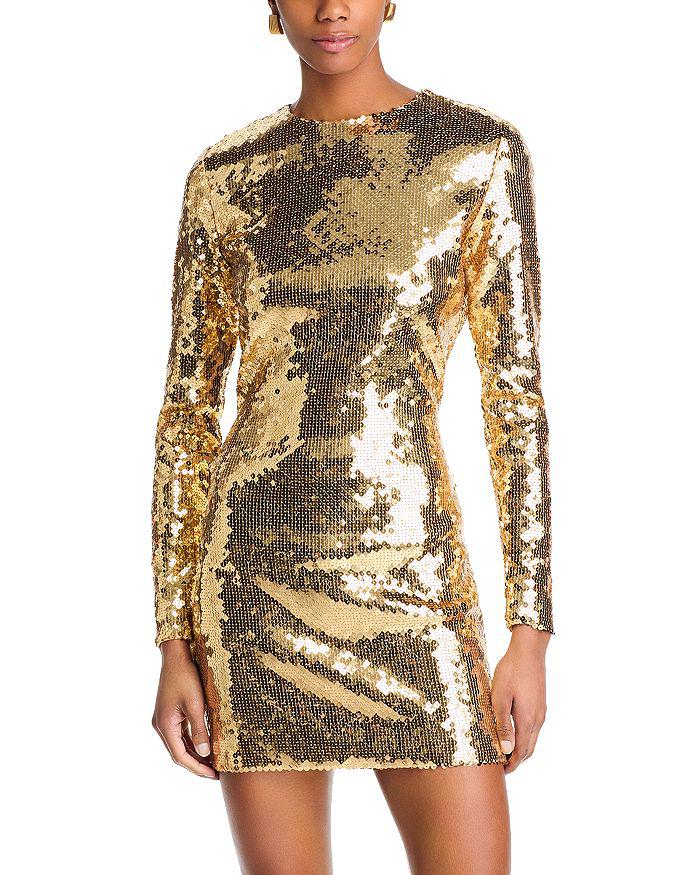 Sergio Hudson Sequin Open Back Mini Dress