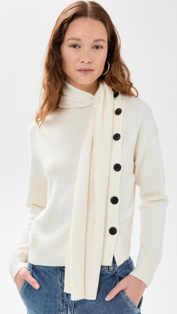 Pixie Market Neck Scarf Asymmetric Button Sweater