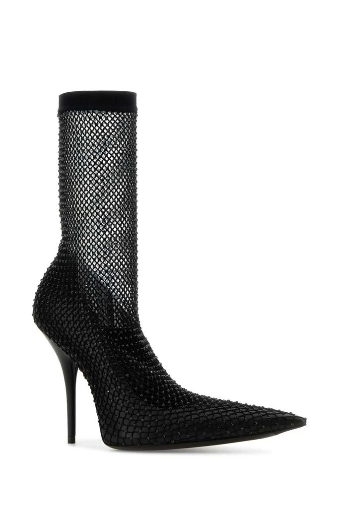 Balenciaga Black Nappa Leather And Mesh Avenue Ankle Boots 2