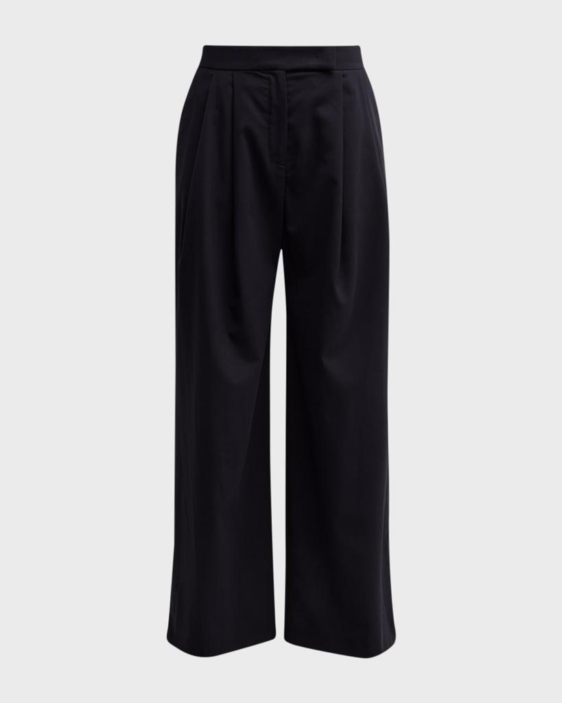 Eleventy Wool-Blend Wide-Leg Pants