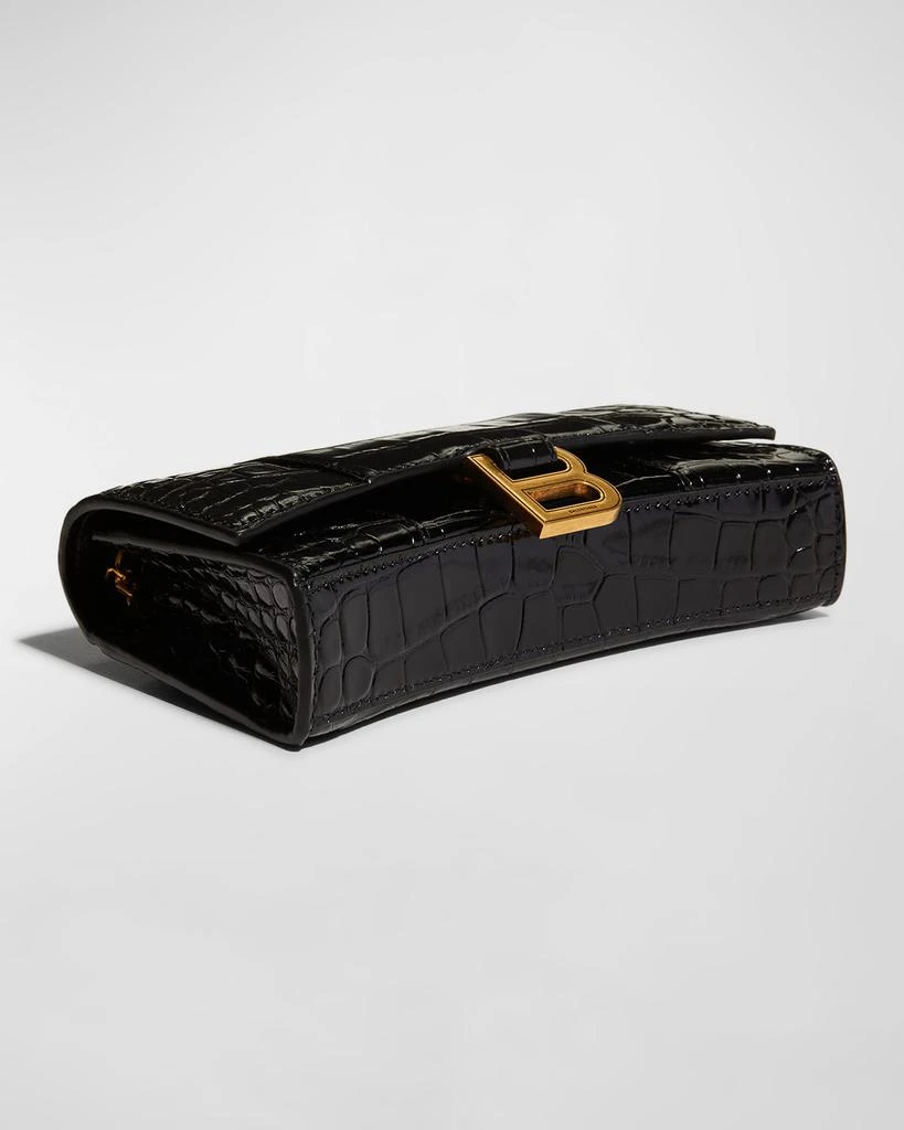 Balenciaga Hourglass Croc-Embossed Wallet on Chain 8