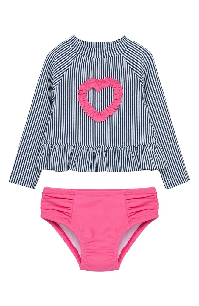 Little Me Heart Long Sleeve Two-Piece Rashguard Swimsuit 1