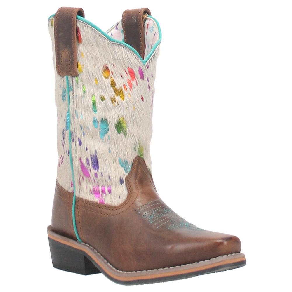 Dan Post Boots Rumi Cow Metallic Square Toe Cowboy Boots (Little Kid-Big Kid)