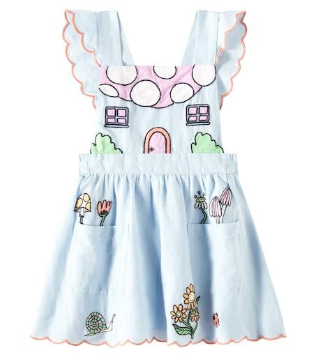 Girls Light Blue Embroidered Dress - 12Y