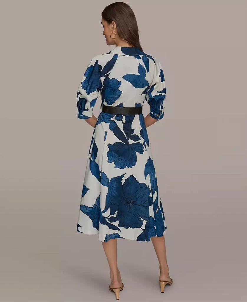 Donna Karan Women
s Floral Belted A-Line Shirt Dress 8