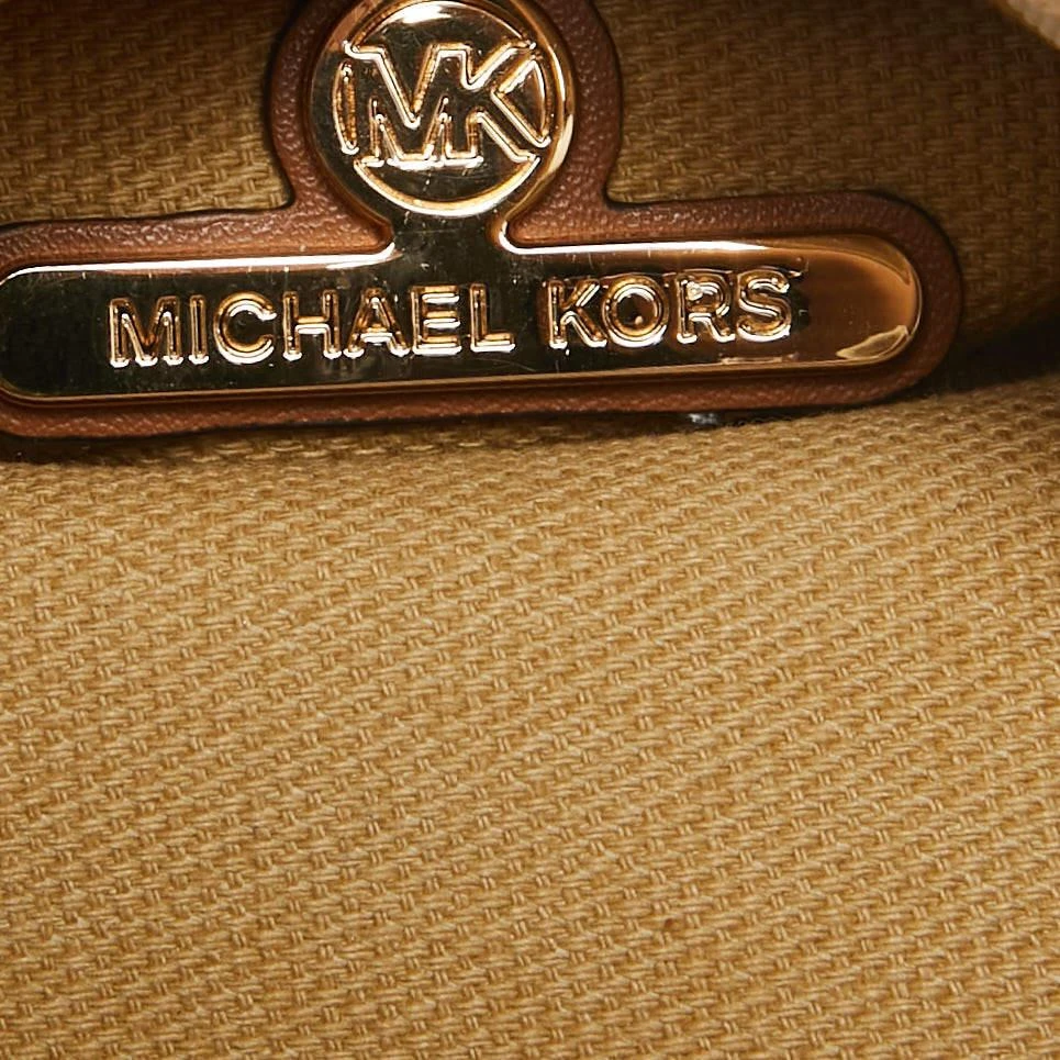 Michael Kors Michael Kors Brown/Off White Signature Coated Canvas and Leather Extra Small Slater Sling Bag 8