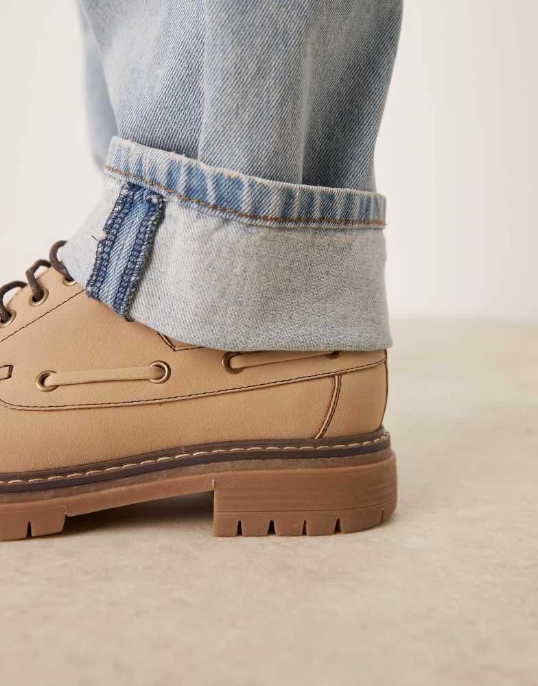 ASOS ASOS DESIGN lace up boat shoes in stone 3