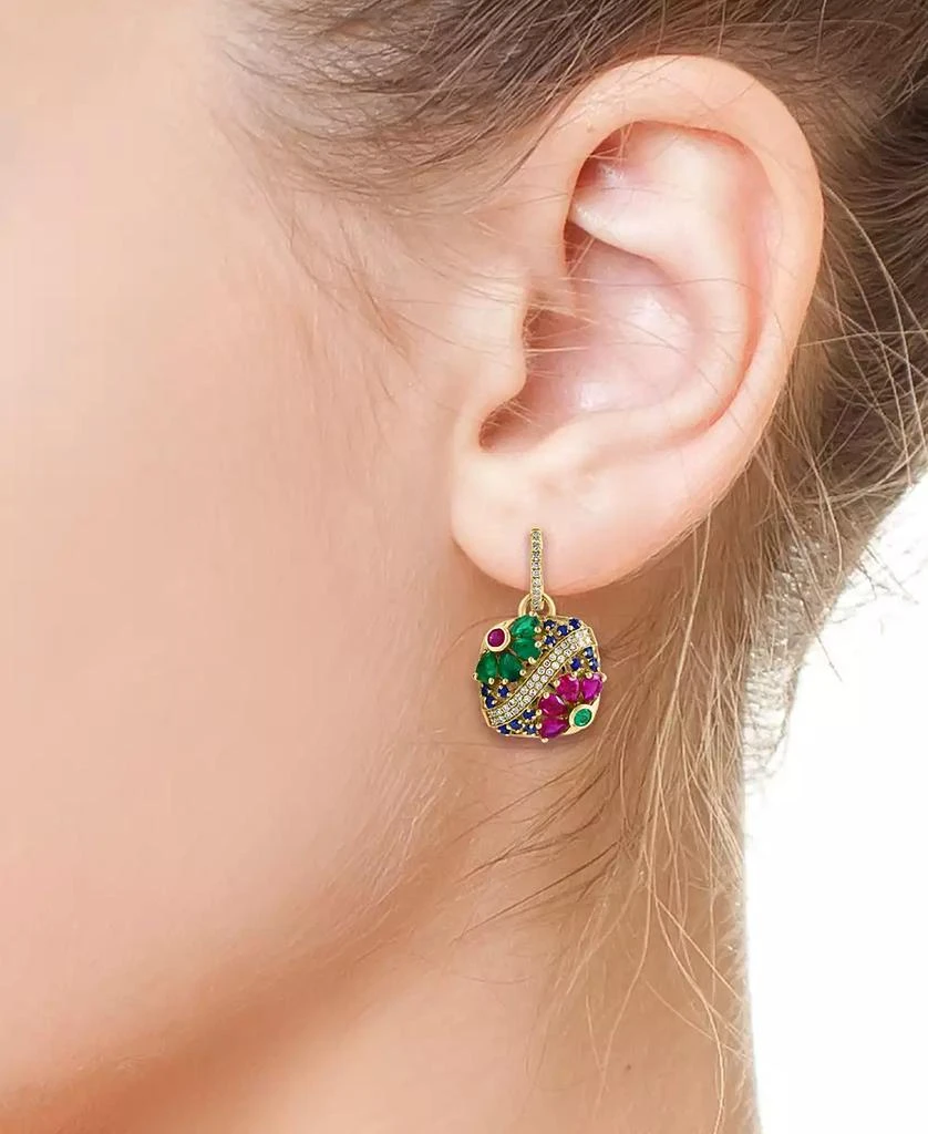 Effy EFFY® Multi-Gemstone (3-3/4 ct. t.w.) & Diamond (1/3 ct. t.w.) Flower Drop Earrings in 14k Gold 2
