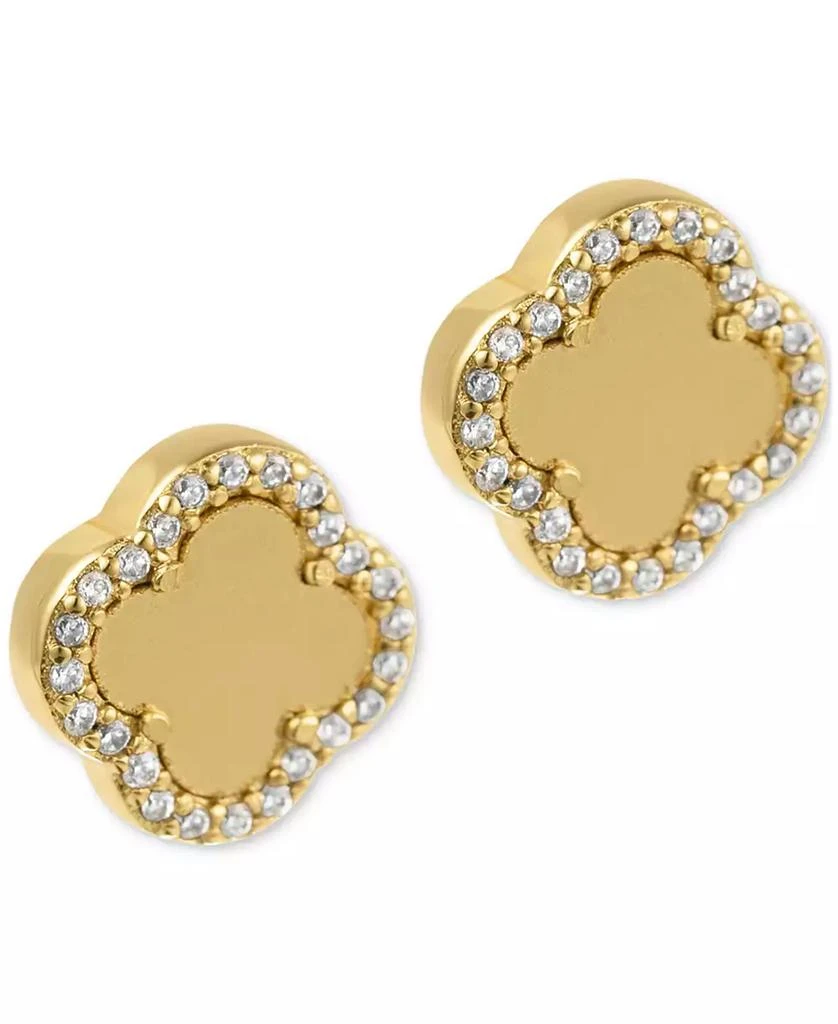 ADORNIA Gold Crystal Halo Matte Center Clover Earrings