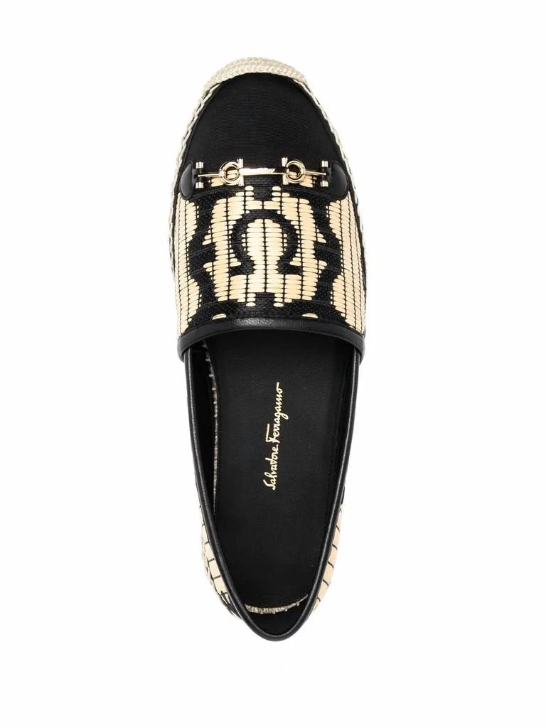 Salvatore Ferragamo Women's Logo Embroidered Espadrilles In Black-Beige 4