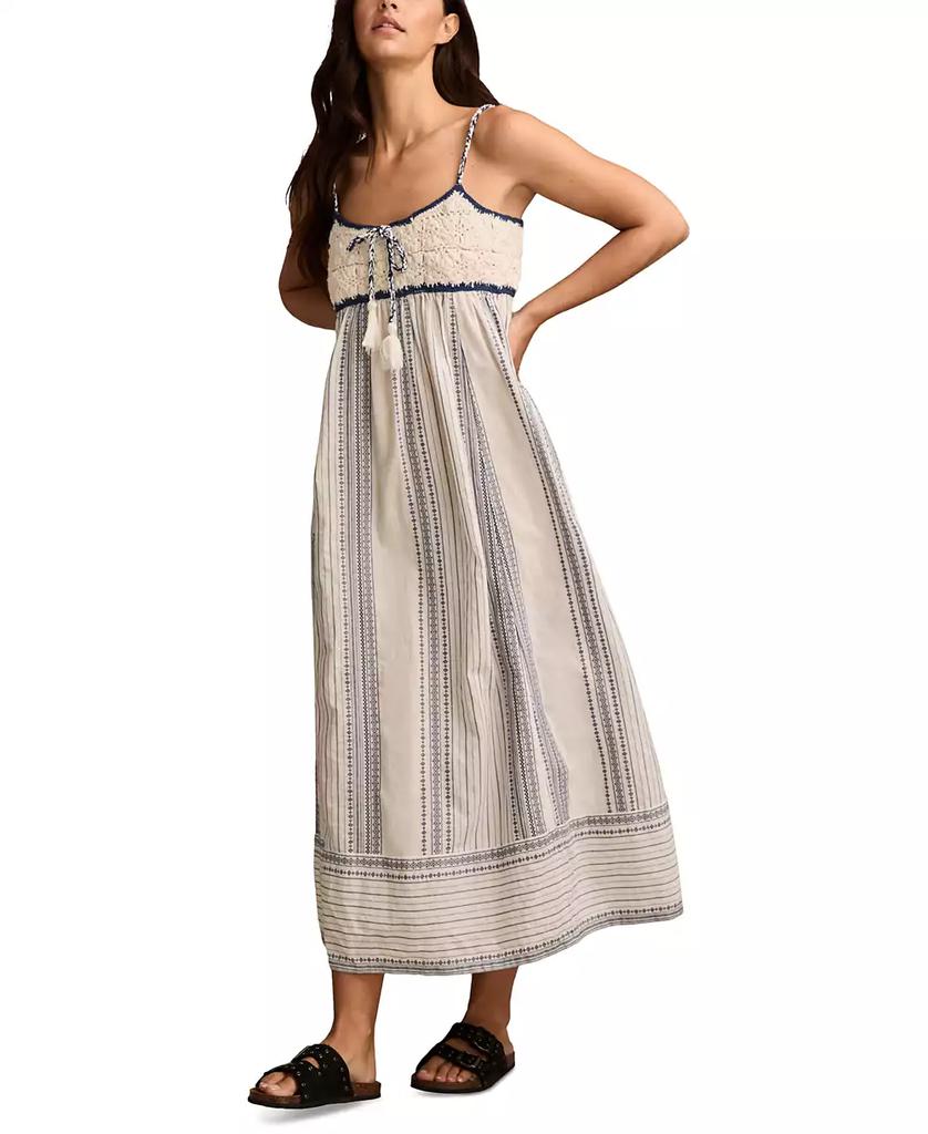 Lucky Brand Women's Crochet Bodice Cotton Maxi Dress