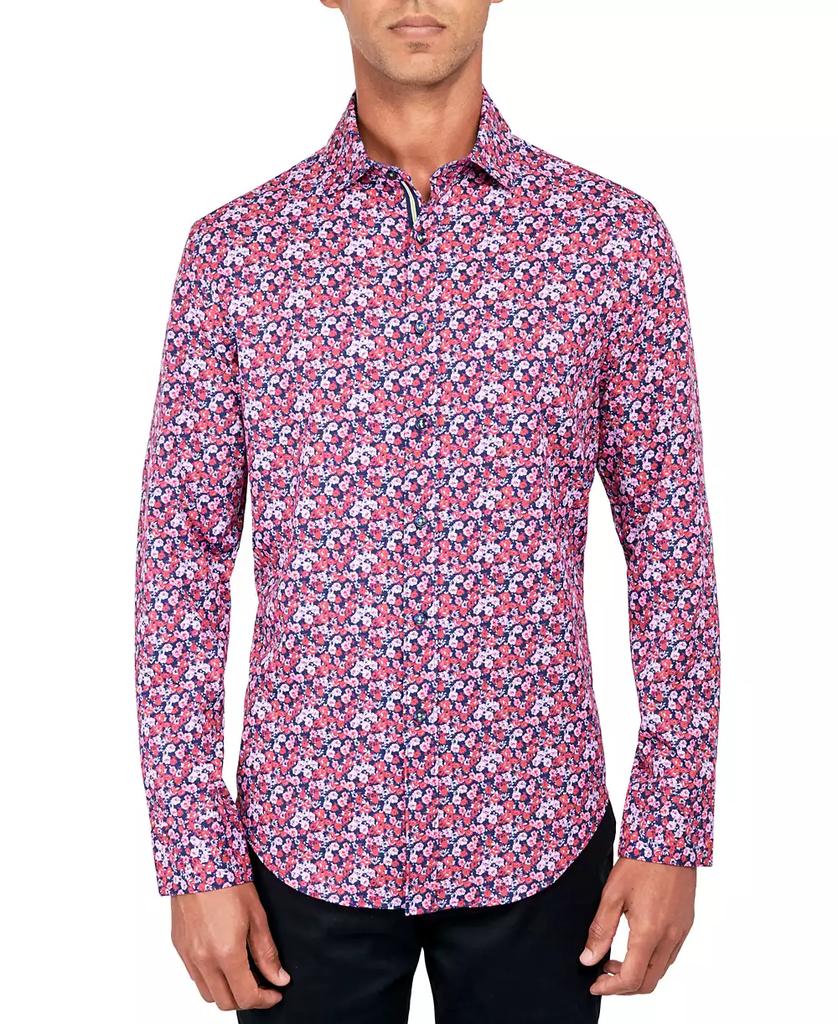 Society of Threads Men's Regular-Fit Non-Iron Performance Stretch Rose-Print Button-Down Shirt