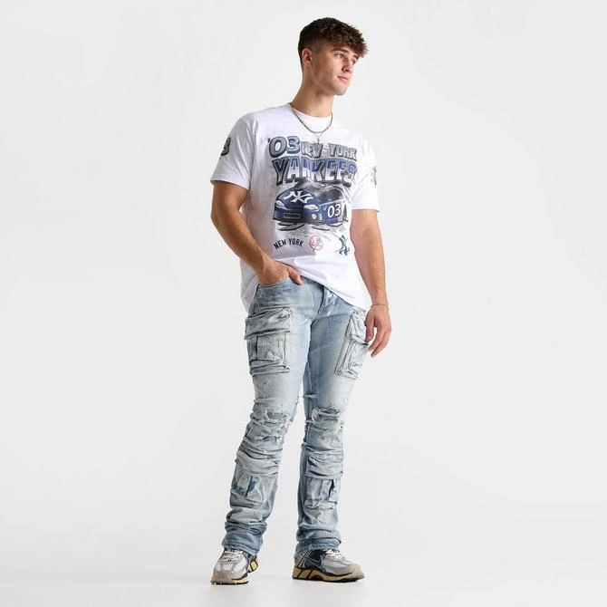 Smoke Rise Men's Smoke Rise Distressed Stacked Flare Cargo Denim Jeans 2