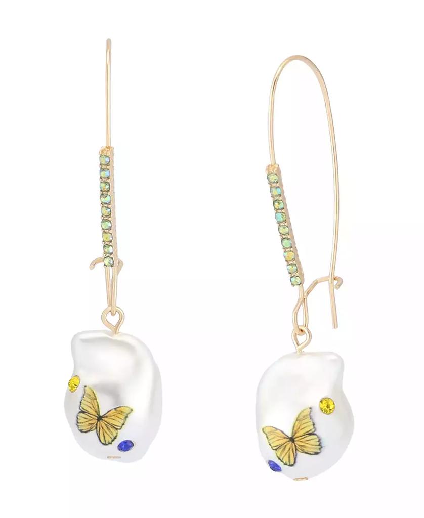 Betsey Johnson Faux Stone Backyard Butterfly Dangle Drop Earrings