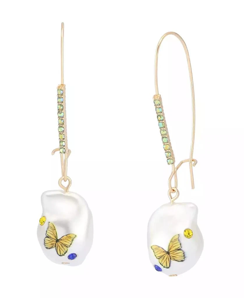 Betsey Johnson Faux Stone Backyard Butterfly Dangle Drop Earrings 1