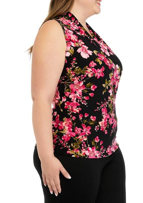 THE LIMITED Limited Plus Size Floral Print Sleeveless Wrap Top 3