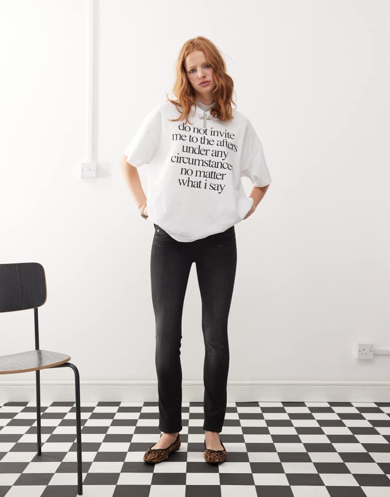 Cheap Monday Cheap Monday Sleezie Low rise super stretch skinny jeans in rubby washed black