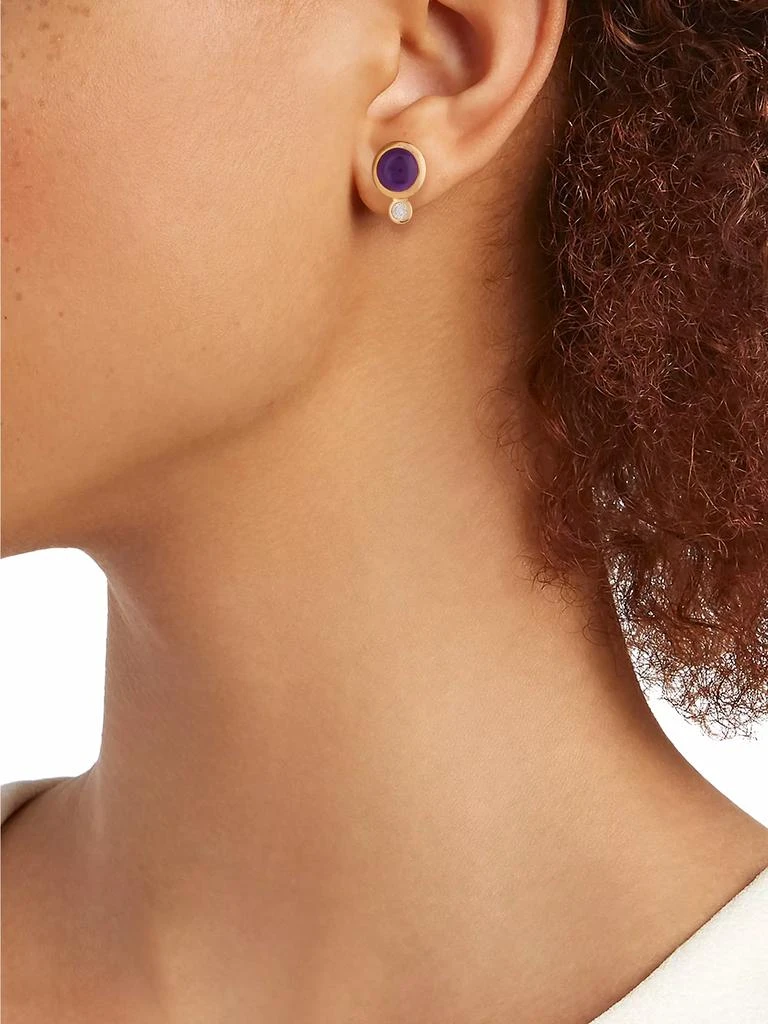 Tamara Comolli Bouton 18K Rose Gold, Amethyst & Diamond Stud Earrings 2