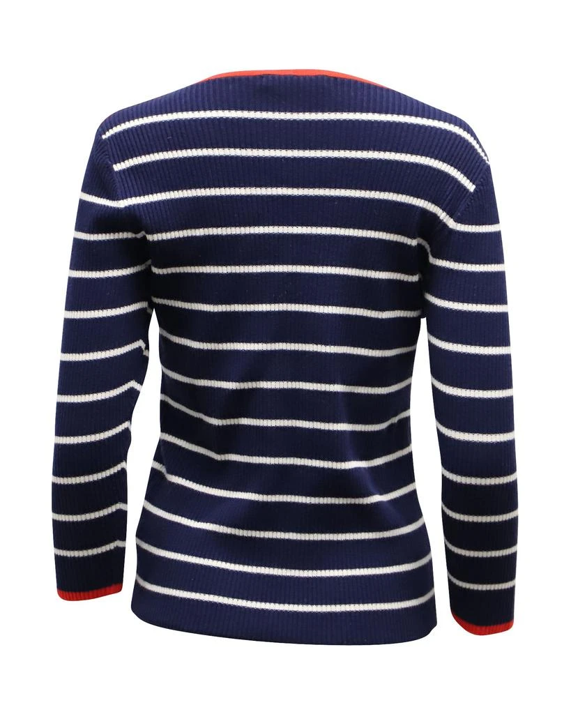 Ralph Lauren Stripe Ribbed Sweater in Navy Blue Cotton 2