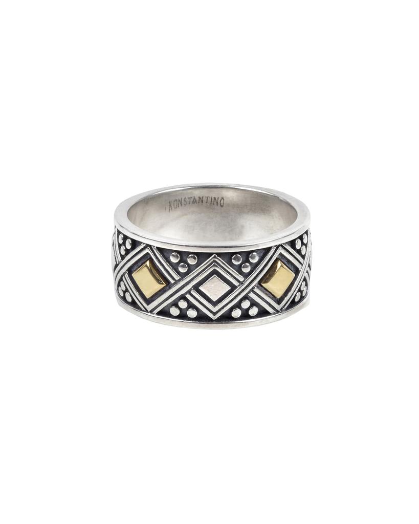 Konstantino Men's Sterling Silver Ring w/ 18k Gold Trim