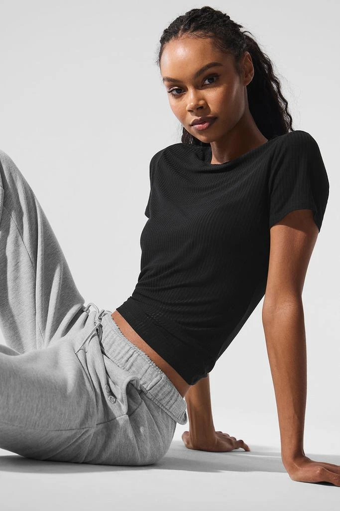 Alo Ribbed Sea Coast Tee - Black 5